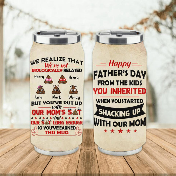 Personalized Step Dad Soda Can Tumbler - Up to 5 Kids - Gift Idea For Father's Day - Happy Father's Day