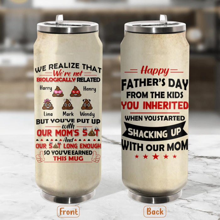 Personalized Step Dad Soda Can Tumbler - Up to 5 Kids - Gift Idea For Father's Day - Happy Father's Day