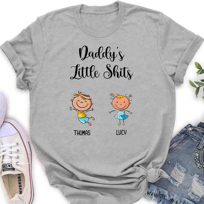 Personalized Daddy's Little Kids Shirt/Pullover Hoodie - Up to 15 Kids - Gift Idea For Father's Day/Mother's Day - Daddy's Little Shits