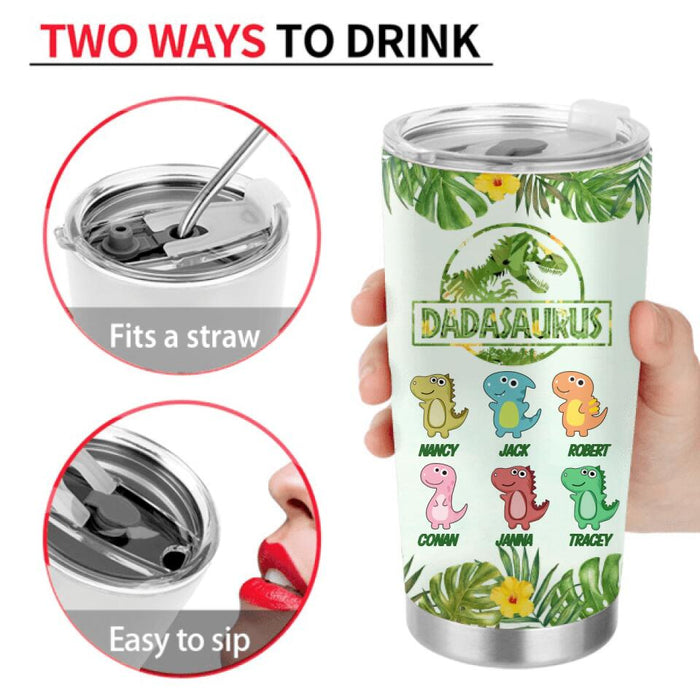 Personalized Dinosaur Tumbler - Father's Day Gift Idea - Up To 6 Kids - Daddy You Are My Favorite Dinosaur