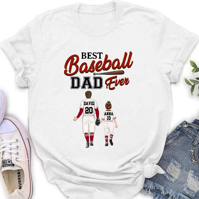 Personalized Baseball Dad Shirt - Up to 4 Children - Gift Idea for Father's Day/Baseball Lover - Best Baseball Dad Ever