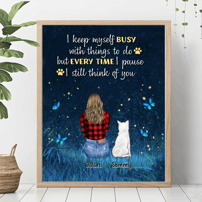 Personalized Dog Mom/Dog Dad Poster - Gift Idea For Dog Lover with up to 4 Dogs - I Still Think Of You
