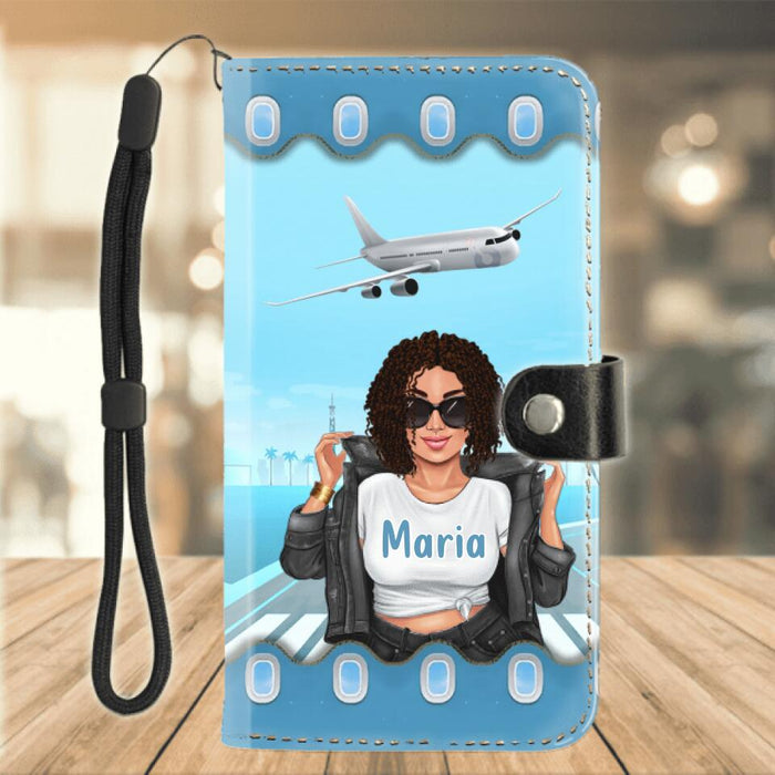 Personalized Catch Flights Not Feelings Phone Wallet - Gift Idea For Bestie/Traveling Lover
