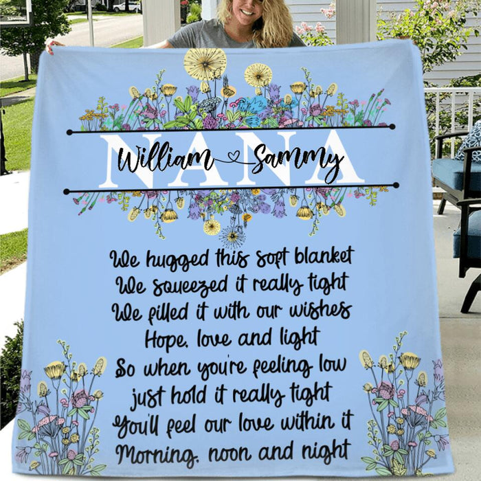 Personalized Grandma Quilt/Fleece Blanket -  Up to 7 Kids - Gift Idea For Grandma/Mother's Day - We Hugged This Soft Blanket