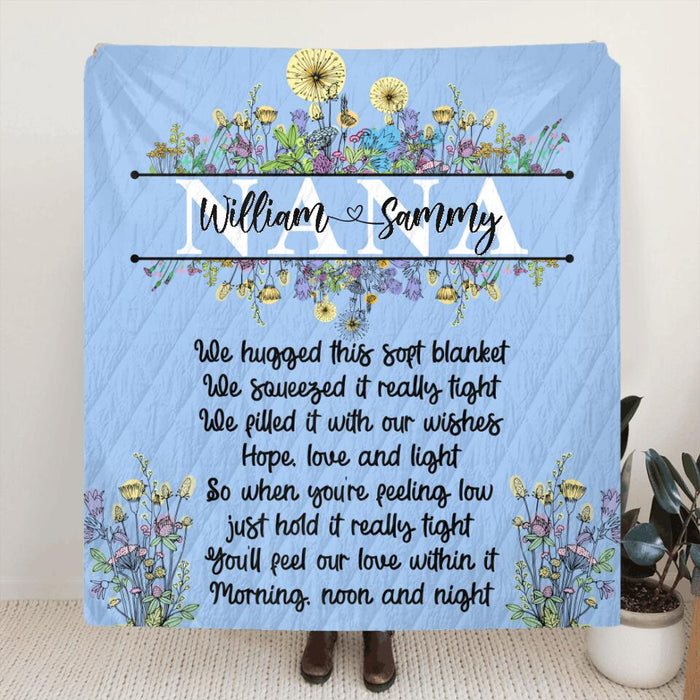 Personalized Grandma Quilt/Fleece Blanket -  Up to 7 Kids - Gift Idea For Grandma/Mother's Day - We Hugged This Soft Blanket