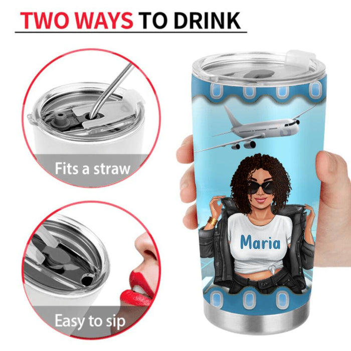 Personalized Catch Flights Not Feelings Tumbler - Gift Idea For Bestie/Traveling Lover