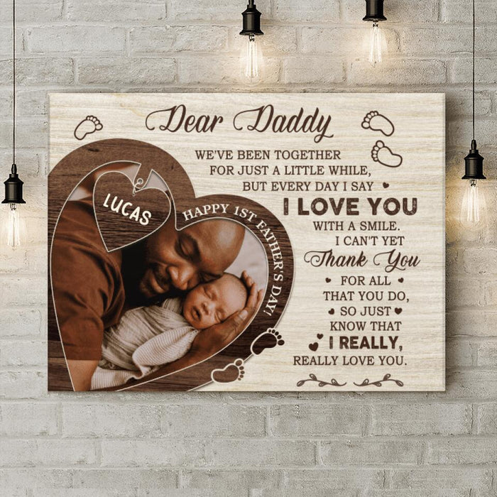 Custom Personalized Father Canvas - Gift Idea For Father's Day - Dear Daddy