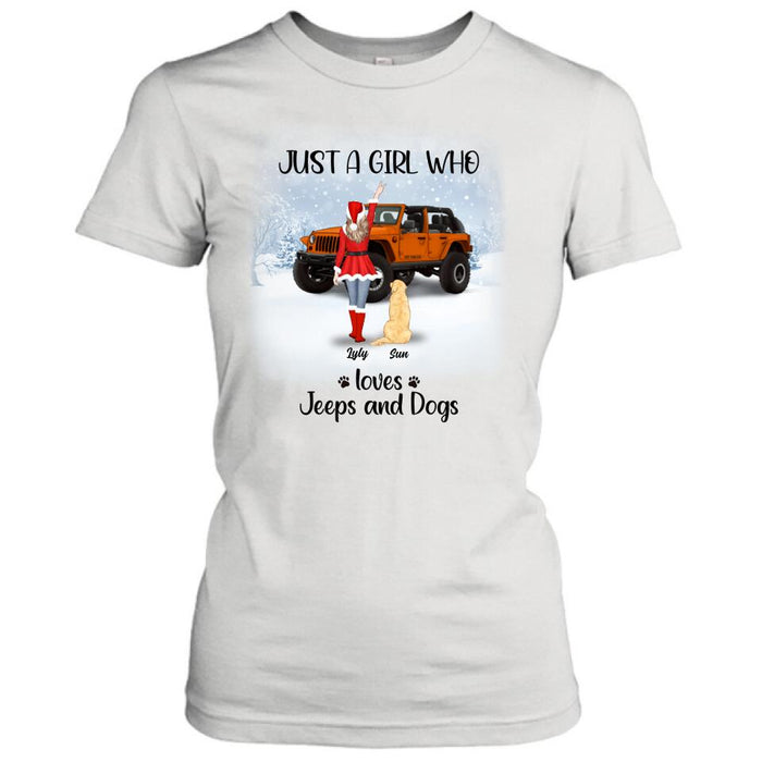 Personalized Christmas Off-road Girl T-shirt/Pullover Hoodie - Girl With Up to 4 Pets - Christmas Gift For Dog/Cat Lover - Just A Girl