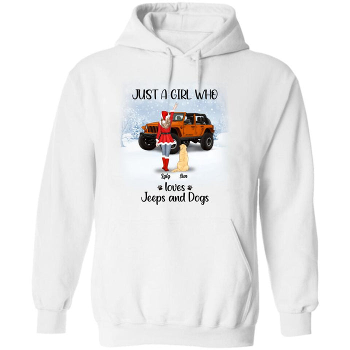 Personalized Christmas Off-road Girl T-shirt/Pullover Hoodie - Girl With Up to 4 Pets - Christmas Gift For Dog/Cat Lover - Just A Girl