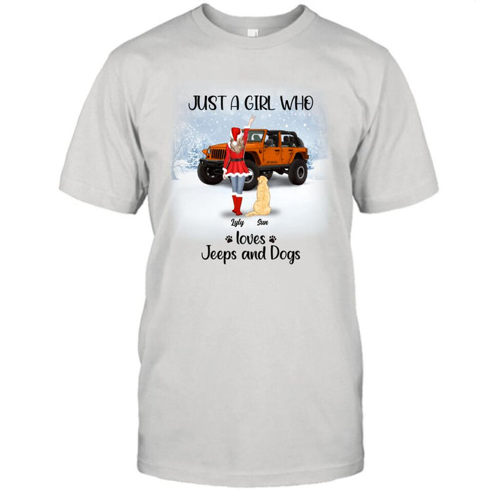 Personalized Christmas Off-road Girl T-shirt/Pullover Hoodie - Girl With Up to 4 Pets - Christmas Gift For Dog/Cat Lover - Just A Girl