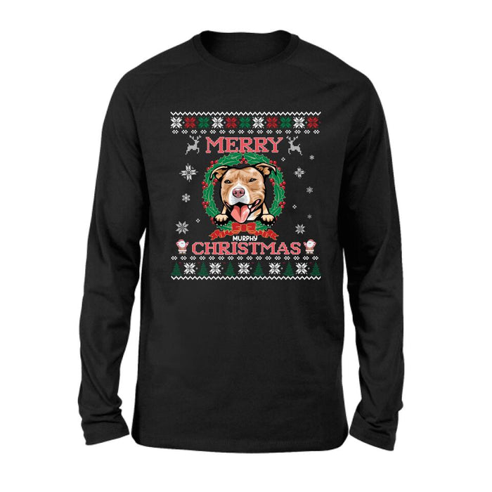Personalized Dog Sweatshirt - Up to 5 Dogs - Best Gift For Dog Lover - Merry Christmas