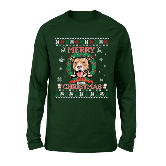 Personalized Dog Sweatshirt - Up to 5 Dogs - Best Gift For Dog Lover - Merry Christmas