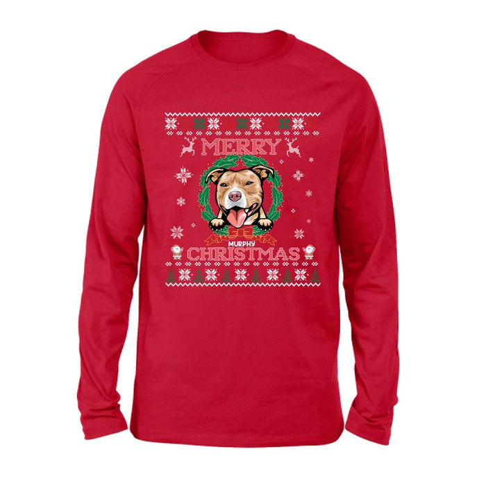 Personalized Dog Sweatshirt - Up to 5 Dogs - Best Gift For Dog Lover - Merry Christmas