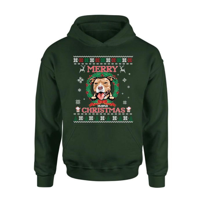 Personalized Dog Sweatshirt - Up to 5 Dogs - Best Gift For Dog Lover - Merry Christmas