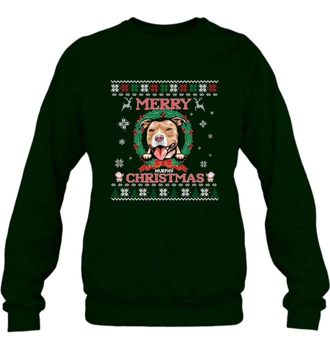 Personalized Dog Sweatshirt - Up to 5 Dogs - Best Gift For Dog Lover - Merry Christmas