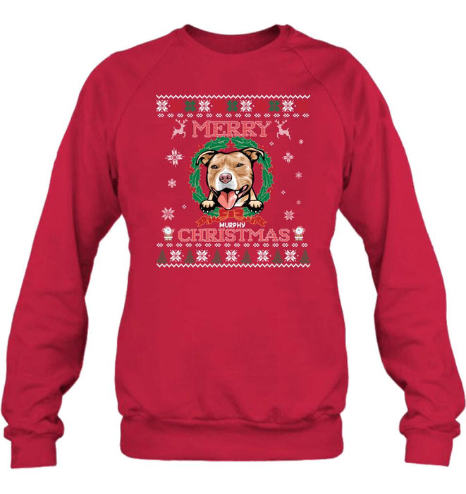 Personalized Dog Sweatshirt - Up to 5 Dogs - Best Gift For Dog Lover - Merry Christmas