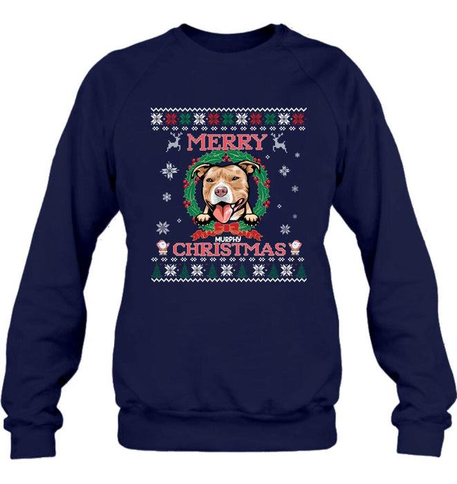 Personalized Dog Sweatshirt - Up to 5 Dogs - Best Gift For Dog Lover - Merry Christmas