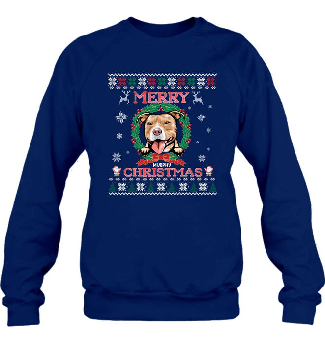 Personalized Dog Sweatshirt - Up to 5 Dogs - Best Gift For Dog Lover - Merry Christmas
