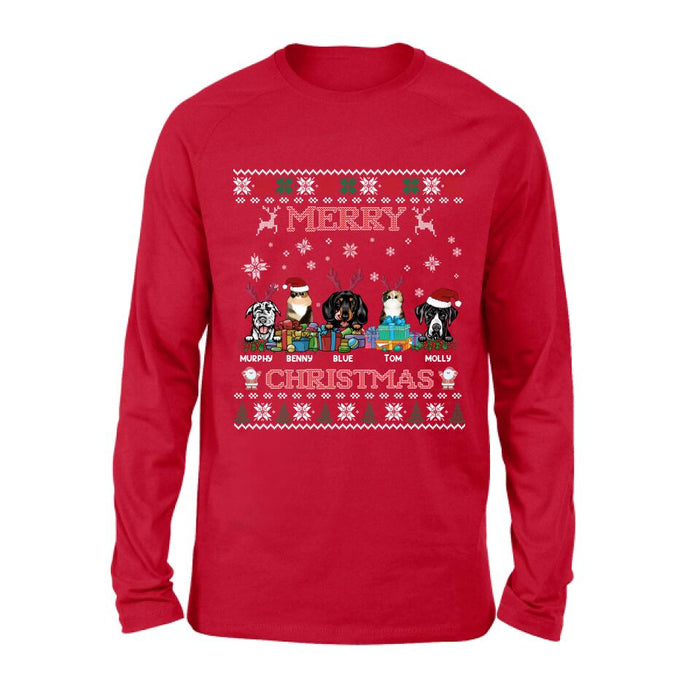 Personalized Pet Sweatshirt - Up to 5 Pets - Best Gift For Pet Lover - Merry Christmas