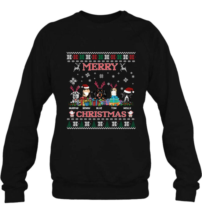 Personalized Pet Sweatshirt - Up to 5 Pets - Best Gift For Pet Lover - Merry Christmas