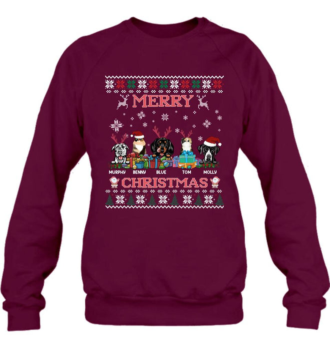 Personalized Pet Sweatshirt - Up to 5 Pets - Best Gift For Pet Lover - Merry Christmas