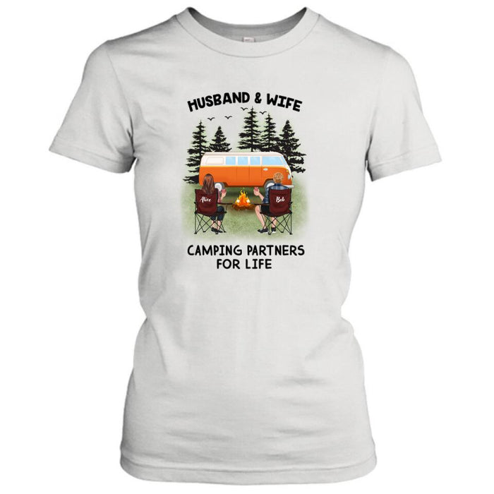 Personalized Camping Shirt - Up to 3 Pets - Best Gift For Camping Lover - Husband And Wife Camping Partners For Life