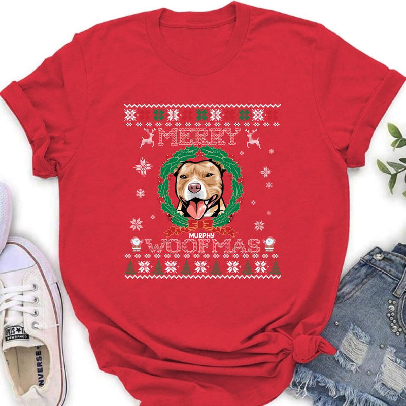 Personalized Dog Sweatshirt - Up to 5 Dogs - Best Gift For Dog Lover - Merry Woofmas