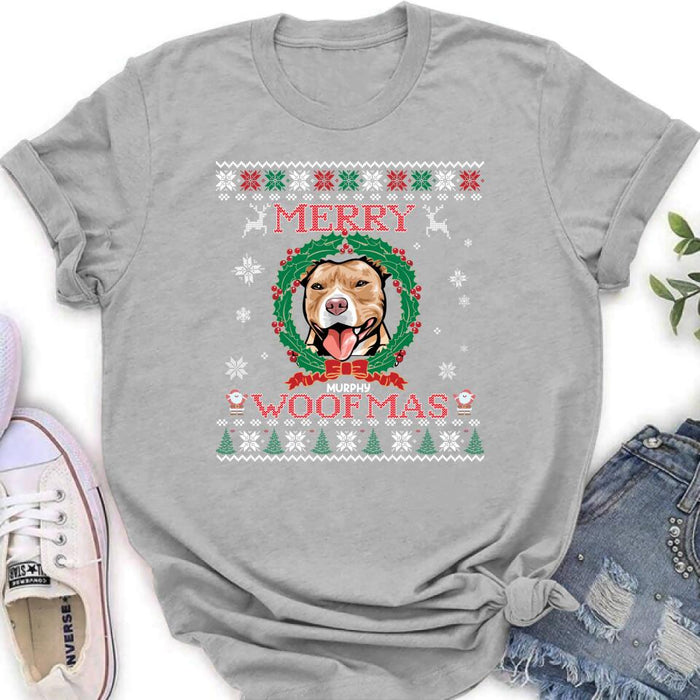 Personalized Dog Sweatshirt - Up to 5 Dogs - Best Gift For Dog Lover - Merry Woofmas