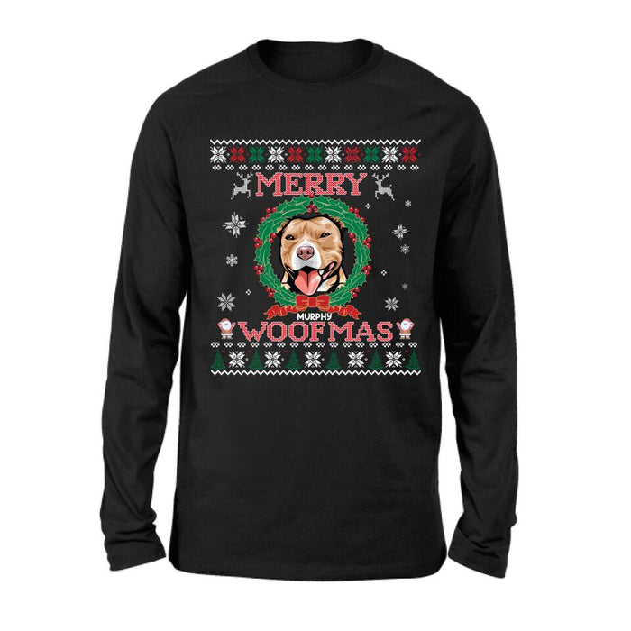 Personalized Dog Sweatshirt - Up to 5 Dogs - Best Gift For Dog Lover - Merry Woofmas
