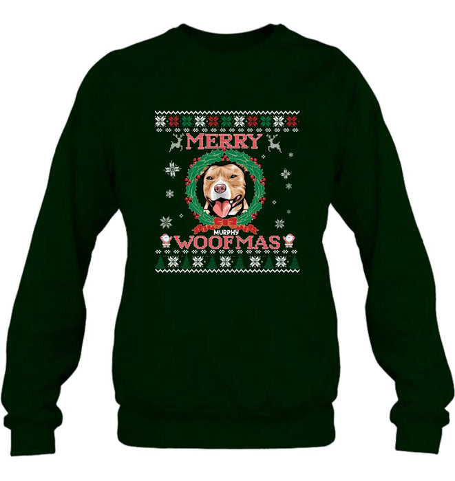 Personalized Dog Sweatshirt - Up to 5 Dogs - Best Gift For Dog Lover - Merry Woofmas