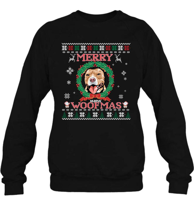 Personalized Dog Sweatshirt - Up to 5 Dogs - Best Gift For Dog Lover - Merry Woofmas