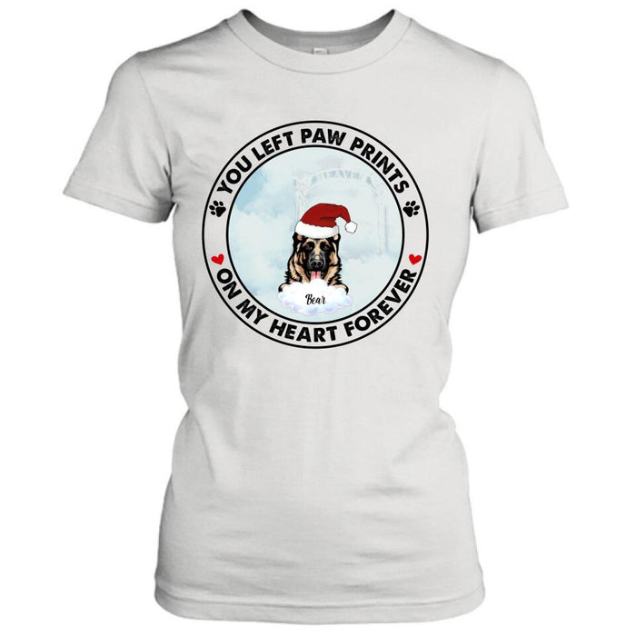 Personalized Pets In Heaven Shirt/Pullover Hoodie - Up to 3 Pets - Best Gift For Cat Lover/Dog Lover - You Left Paw Prints On My Heart Forever