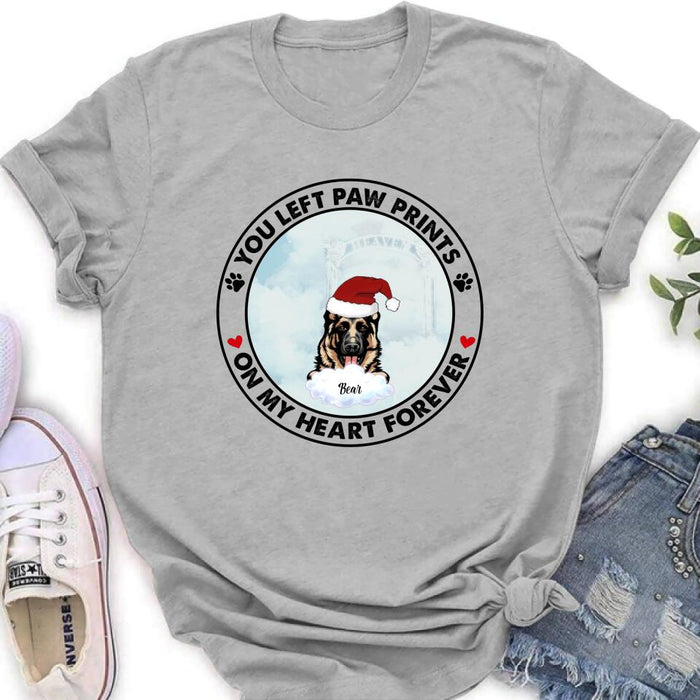 Personalized Pets In Heaven Shirt/Pullover Hoodie - Up to 3 Pets - Best Gift For Cat Lover/Dog Lover - You Left Paw Prints On My Heart Forever