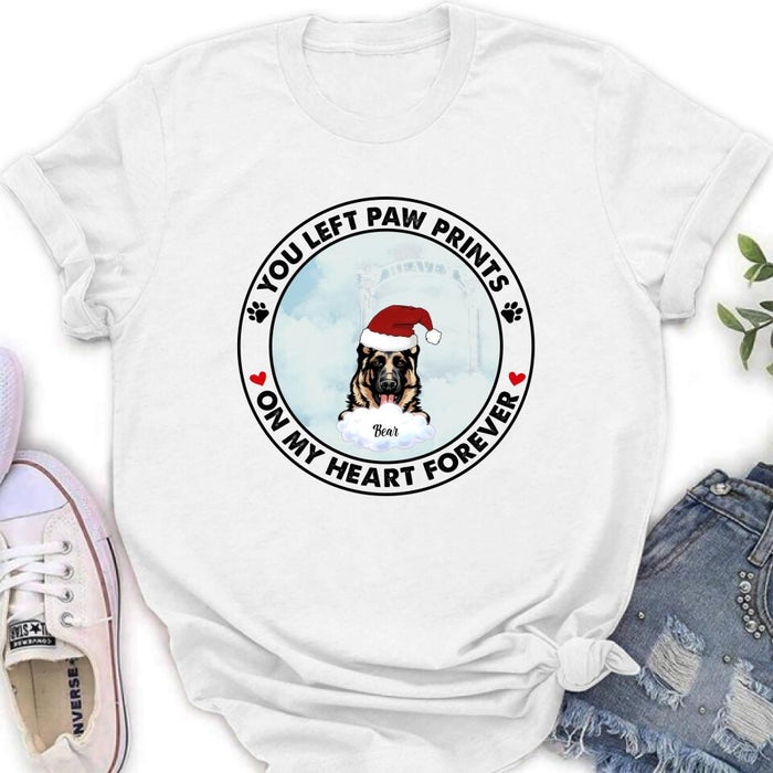 Personalized Pets In Heaven Shirt/Pullover Hoodie - Up to 3 Pets - Best Gift For Cat Lover/Dog Lover - You Left Paw Prints On My Heart Forever
