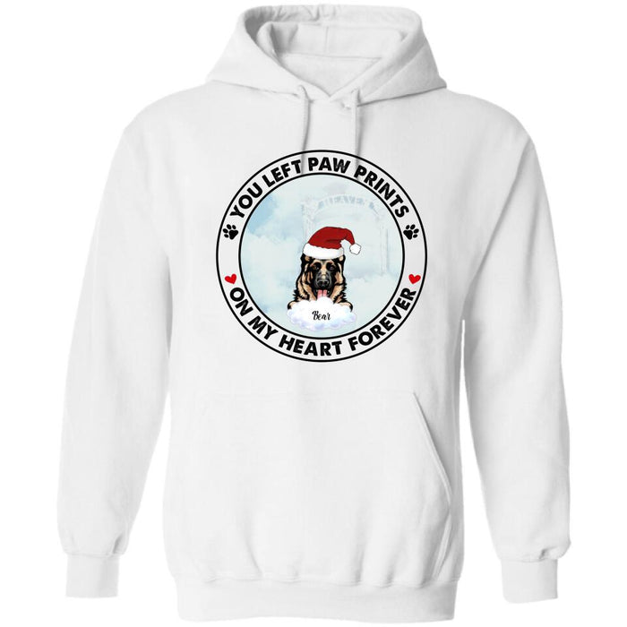 Personalized Pets In Heaven Shirt/Pullover Hoodie - Up to 3 Pets - Best Gift For Cat Lover/Dog Lover - You Left Paw Prints On My Heart Forever
