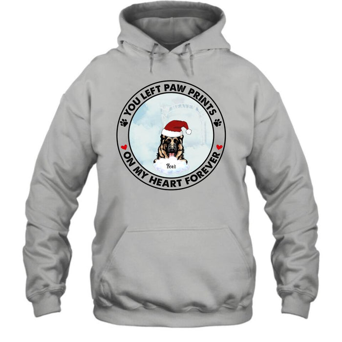 Personalized Pets In Heaven Shirt/Pullover Hoodie - Up to 3 Pets - Best Gift For Cat Lover/Dog Lover - You Left Paw Prints On My Heart Forever