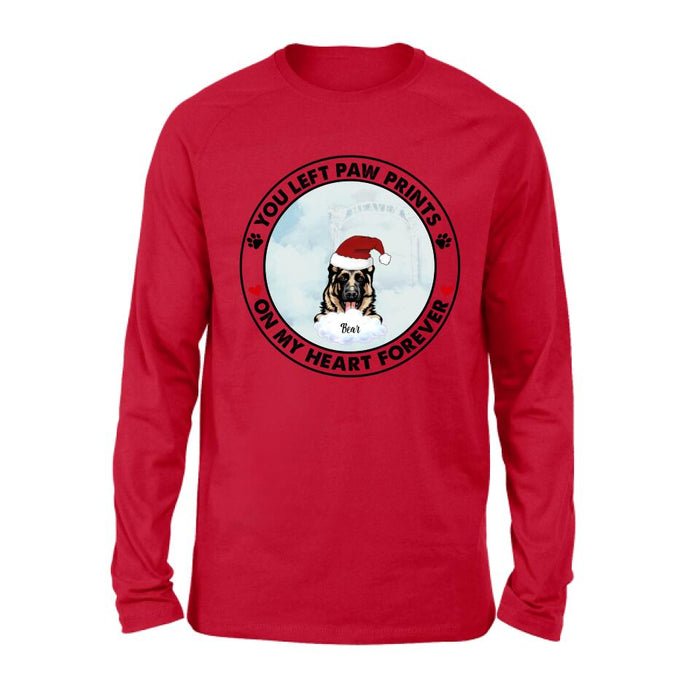 Personalized Pets In Heaven Shirt/Pullover Hoodie - Up to 3 Pets - Best Gift For Cat Lover/Dog Lover - You Left Paw Prints On My Heart Forever