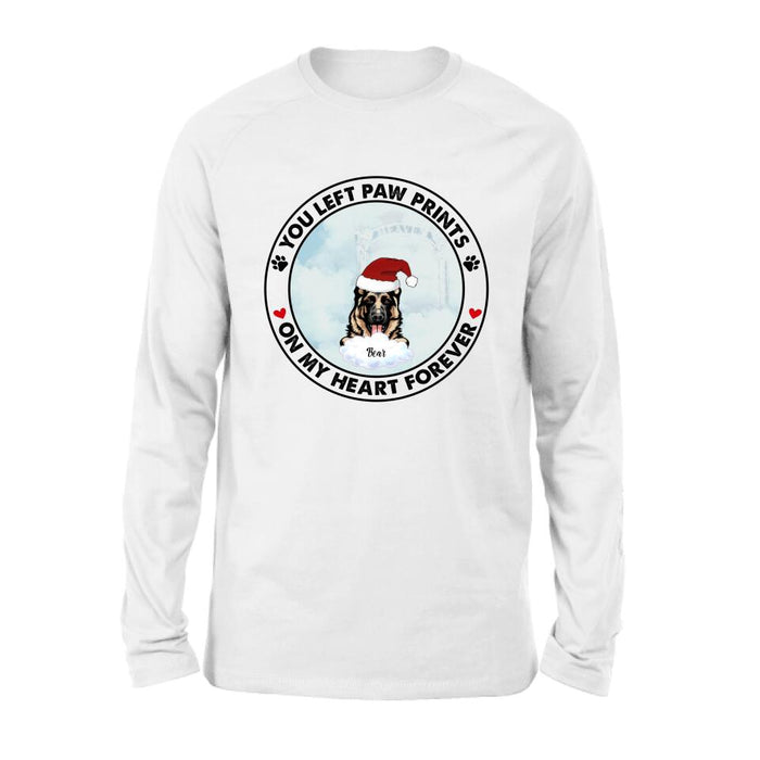 Personalized Pets In Heaven Shirt/Pullover Hoodie - Up to 3 Pets - Best Gift For Cat Lover/Dog Lover - You Left Paw Prints On My Heart Forever