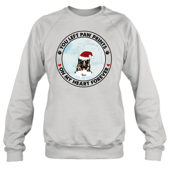 Personalized Pets In Heaven Shirt/Pullover Hoodie - Up to 3 Pets - Best Gift For Cat Lover/Dog Lover - You Left Paw Prints On My Heart Forever