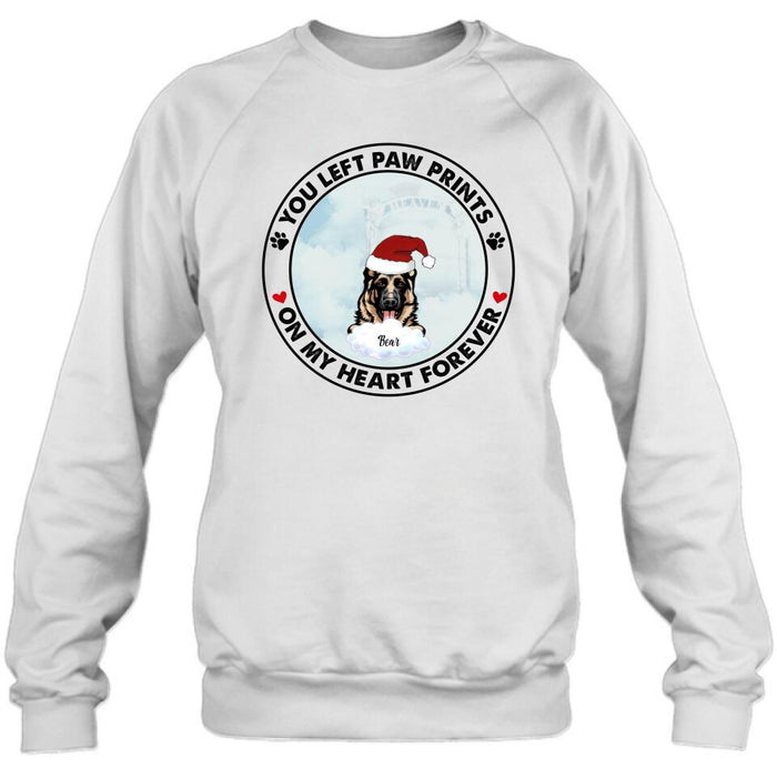 Personalized Pets In Heaven Shirt/Pullover Hoodie - Up to 3 Pets - Best Gift For Cat Lover/Dog Lover - You Left Paw Prints On My Heart Forever