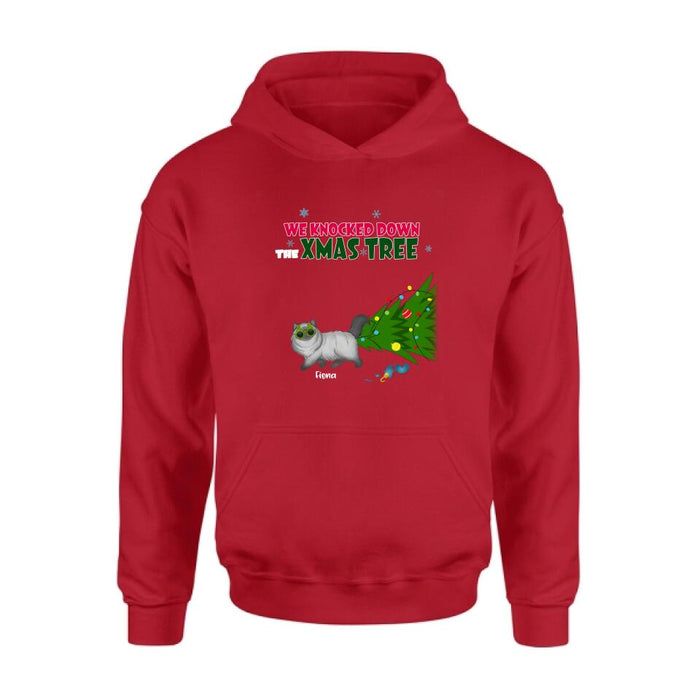 Personalized Christmas Cat Shirt/Pullover Hoodie - Up to 4 Cats - Best Gift For Cat Lovers - We Knocked Down The Xmas Tree