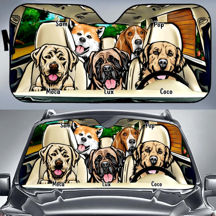 Personalized Pet Windshield Sunshade - Up to 5 Dogs/Cats - Gift Idea For Dog/Cat Lover