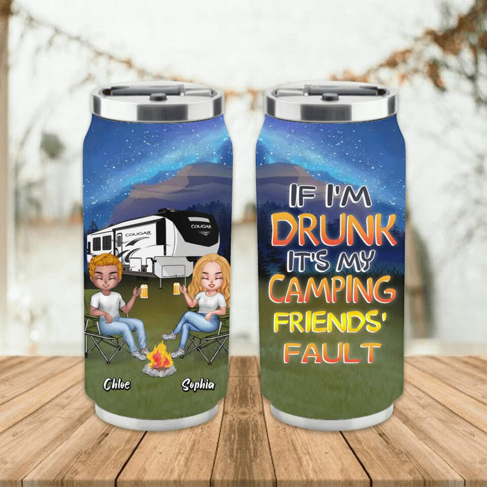 Personalized Camping Friends Soda Can Tumbler - Up to 7 People - Gift Idea For Friends/Camping Lover - Apparently We're Trouble When We Are Together Who Knew