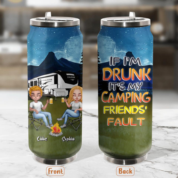 Personalized Camping Friends Soda Can Tumbler - Up to 7 People - Gift Idea For Friends/Camping Lover - Apparently We're Trouble When We Are Together Who Knew