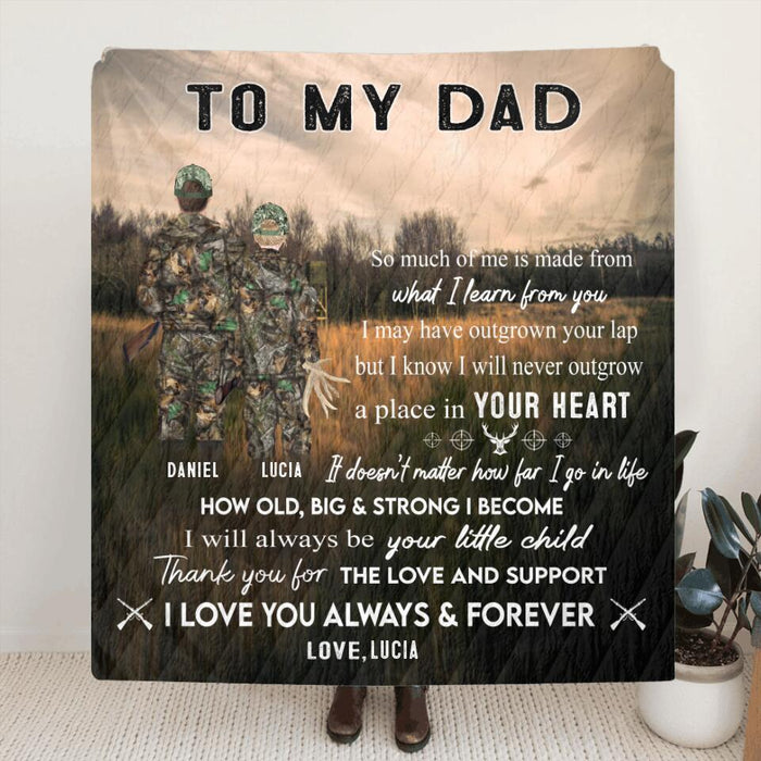 Personalized Hunting Father & Kid Blanket - Best Gift For Father's Day From Son & Daughter - Thank You For The Love And Support