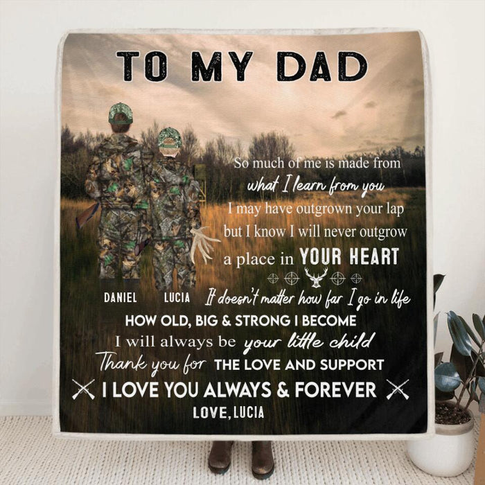 Personalized Hunting Father & Kid Blanket - Best Gift For Father's Day From Son & Daughter - Thank You For The Love And Support