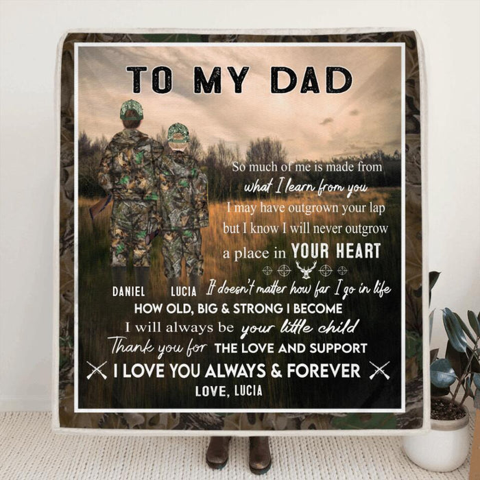 Personalized Hunting Father & Kid Blanket - Father's Day Gift From Son and Daughter To Father - To My Dad