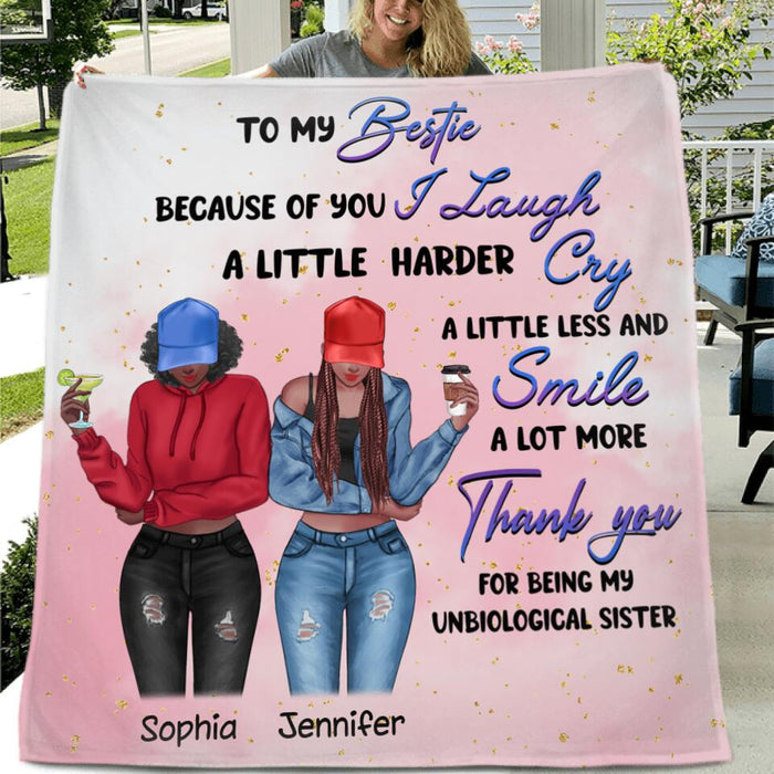 Personalized Bestie Blanket - Gift Idea For Best Friends - Thank You For Being My Unbiological Sister