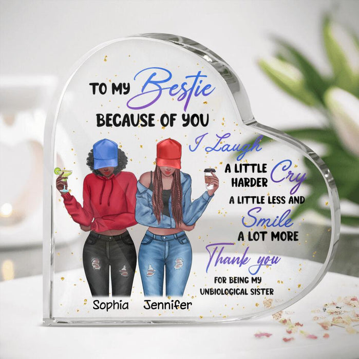 Personalized Bestie Acrylic Plaque - Gift Idea For Best Friends - Thank You For Being My Unbiological Sister