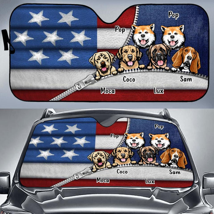 Personalized Pet Sun Shade - Up to 6 Dogs/Cats - Gifts For Independence Day/Dog/Cat Lovers